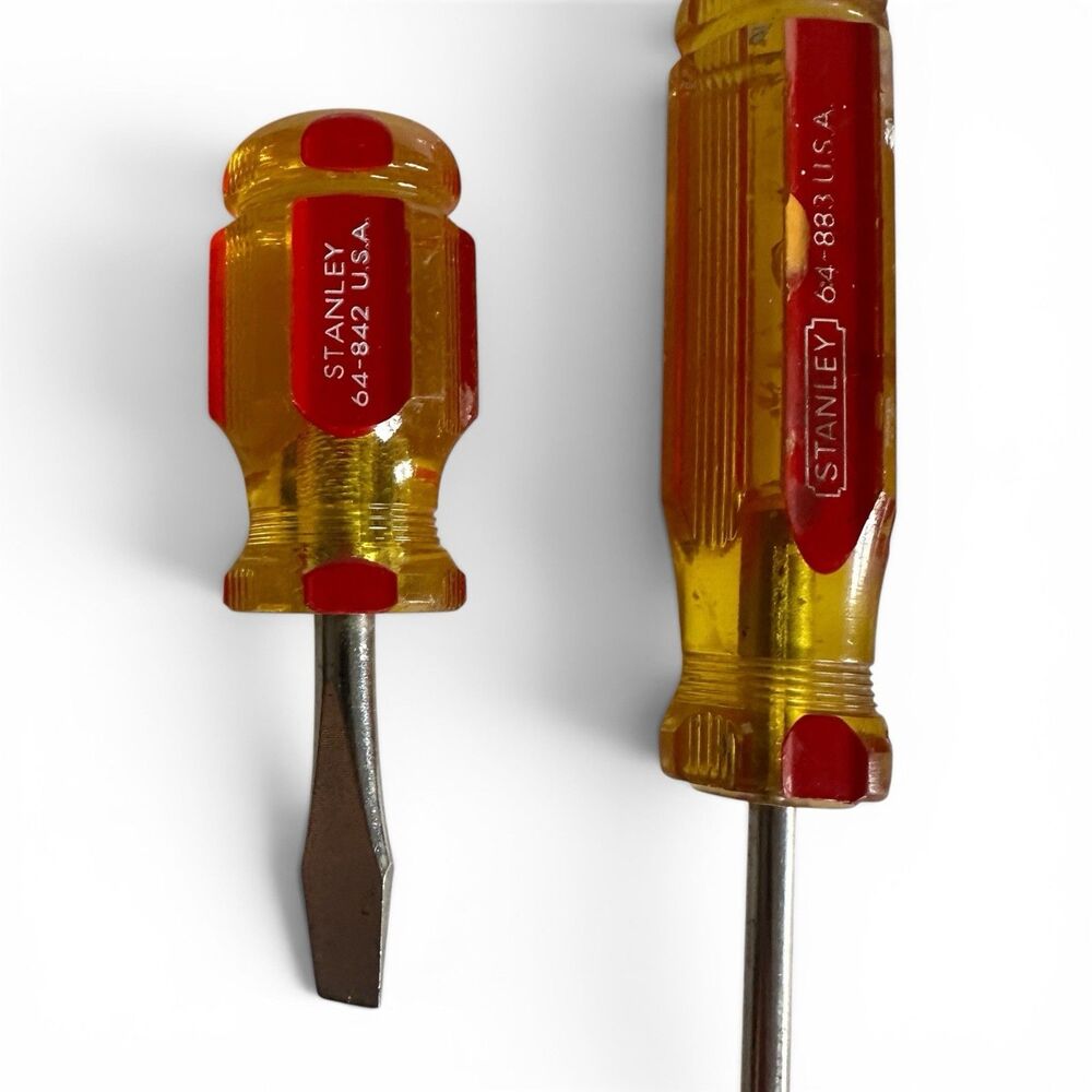 Vintage Stanley Craftsman USA Screwdriver Lot Stubby Set 64-842 64-883 CMHT65020 - Picture 3 of 6